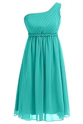 One Shoulder Cocktail Ruched Natural   Waistline Chiffon Homecoming Dress/Mini Dress  With a Sash 