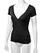 Doublju Women Short Sleeve Deep V Neck Trendy Open Back Wrap T shirt