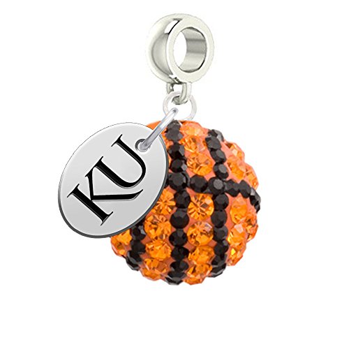 University of Kansas Jayhawks Basketball Drop Charm Fits All European Style Bracelets