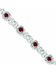 Genuine .925 Sterling Silver Diamond & Garnet Bracelet 11.7 Grams . 100% Satisfaction Guaranteed.