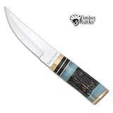 Timber Rattler Blue Stag Skinning Knife w/ Leather Sheath