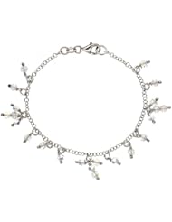 Sterling Silver Clear Swarovski Crystals 7 in. Charm Bracelet