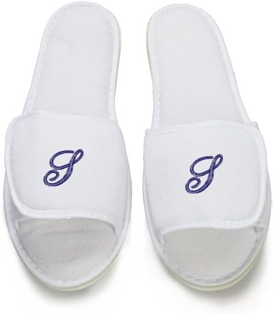 Monogram Terry Spa Slippers - Ladies, Navy, Initial