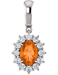 Platinum 7.00x5.00mm Oval Cut Madeira Citrine and Diamond Pendant -- LIFETIME WARRANTY
