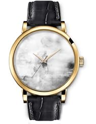 SPRAWL Aanalog Fashion Series Gold Ladies Watches of Genuine Black Leather Strap,Unique Wrist Watch for Women Girls Designed with Mountains in the mist