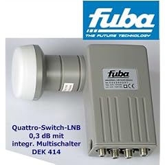Fuba DEK 414 Quattro-Switch LNB mit 40 mm Feedhorn und Wetterschutzgeh�use zum Schutz der F-Stecker grau