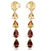 10k Yellow Gold Citrine and Garnet Drop Earrings