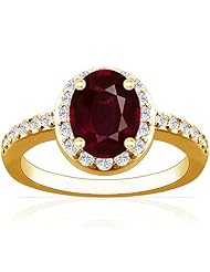 18K Yellow Gold Oval Cut Ruby Ring With Sidestones (GIA Certificate)