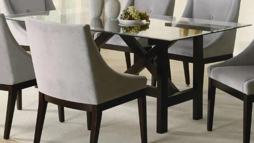 Coaster Alvarado Rectangular Dining Table with Glass Top in Cappuccino Finish
