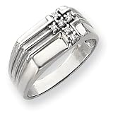 14k White Gold Mens Cross Ring
