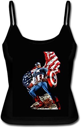 Customized Women's Spaghetti Top Captain America Shield Pattern Printed
