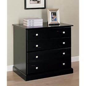Louvered Design Home Office Black Finish Storage File Cabinet