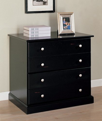 Louvered Design Home Office Black Finish Storage File Cabinet