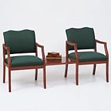IMAGE OF Traditional Style Two Seater with Center Table Avon Navy Fabric/Walnut Finish