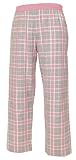 Pink Gray Sparkle Glitter tartan plaid check flannel cotton pants for lounging, sleep, sports. Unisex relaxed fit, available in 3 Youth sizes, exposed elastic waist