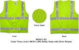 Class Two, ANSI 2004 Double Striped Sleeveless, LIME Safety Vests with Silver stripes XL size