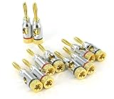 5 Pair Banana Plugs, Open Screw Type, 24k Gold Connectors
