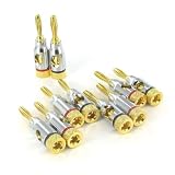5 Pair Banana Plugs, Open Screw Type, 24k Gold Connectors