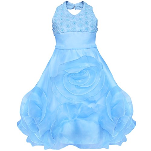 TIAOBU US Girls Organza Halter Rosettes Dress
