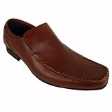 Mens Leather Base London Smart Slip On Shoe Moccasin Tan Brown Shoes Size 7-11