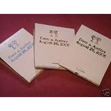 50 White Personalized Imprinted Matches Matchbooks Wedding, Anniversary, Birthday, Party, Your Choice of Color of Print