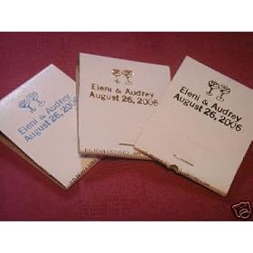 50 White Personalized Imprinted Matches Matchbooks Wedding, Anniversary, Birthday, Party, Your Choice of Color of Print