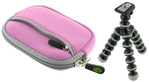 Neoprene Sleeve Case (Lilac) and Premium Tripod for Nikon Coolpix L22 12.1MP Digital Camera Black