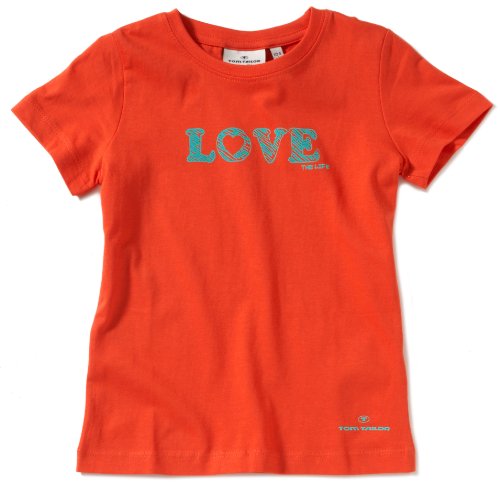 TOM TAILOR M&auml;dchen T-Shirt 10228766281/tee scribble print, Gr. 128/134, Orange (3179) Preisvergleich
