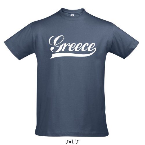 T-Shirt Griechenland Oldschool Greece LÄNDERSHIRT EM / WM FAN Trikot S-XXL , Denim – weiß , XL