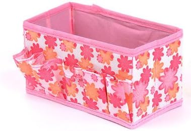 Foldable Canvas Storage Box Household Items Cosmetic Toiletries Organizer Bins (pink)