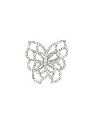 Ladies 18K White Gold 2.28Ct Round Cut Diamond Designer Charm Butterfly Pendant 5.6Gr