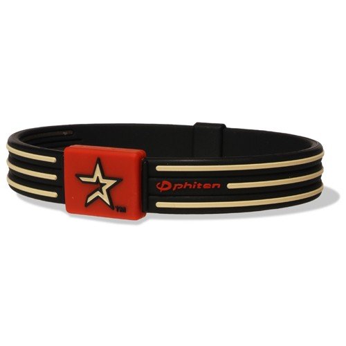 Phiten Houston Astros Black MLB Authentic Collection Silicone-Titanium S-Type Bracelet