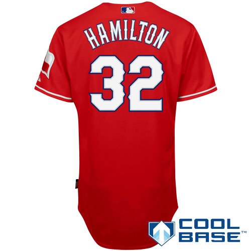 MLB Men's Texas Rangers Josh Hamilton Six Button Cool Base Authentic Alternate Jersey (Scarlet, 40/Medium)