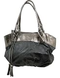Gray Snakeskin Look Hobo Bag Purse Pewter Trim
