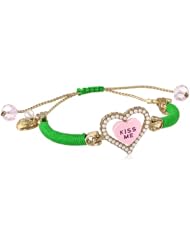 Betsey Johnson "Bracelet Boost" Kiss Me Candy Heart Friendship Bracelet, 9.5"