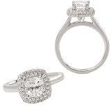 18K white gold square cushion cut engagement ring semi-mount