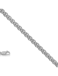 18k Solid White Gold 1.1 mm (3/64 Inch) Round Wheat Chain Necklace 18" w/ Lobster Claw Clasp