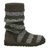 UGG Australia Women's Classic Tall Striped Cable Knit Boots Footwear (5 Chocolate / Grey)