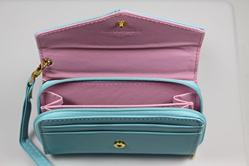 Wristlet Synthetic Leather Multi-functional Envelope Wallet Pouch Purse Phone Case Cover fits iphone 5S Samsung Galaxy S3 and smaller phones, LIGHT BLUE