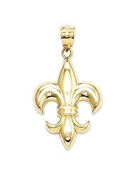 14k Yellow Gold Medium Fleur-De-Lis Pendant. Metal Wt- 2.25g