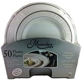 Masterpiece Premium Quality Heavyweight Plastic Plates: 25 Dinner Plates and 25 Salad Plates