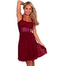 Hot from Hollywood Women’s Sleeveless Rhinestone Empire Waist Sheer Party Dress