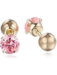 14k Yellow Gold and Cubic Zirconia Reversible Stud Earrings