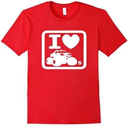 Men's I Love Monster Trucks Premium 80s Shirts 3XL Red