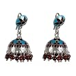 Jhumki Earrings Silver Enamelled Jewelry 1.25 inches