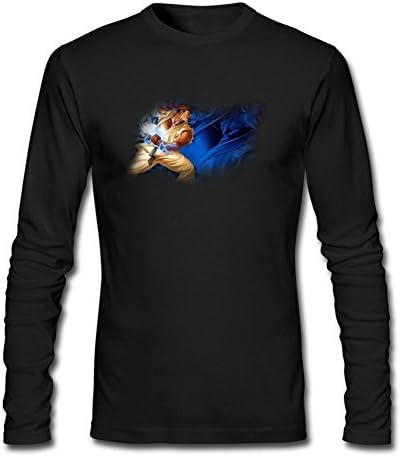 AONEG ryu Street Fighter Men's Customized Long Sleeve T-shirt Black L