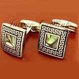 A Pair of Square Shining Vintage Design Cufflinks Cuff Links Elegant Gift for Father Boyfriend Men's Suit Wedding with Gift Box