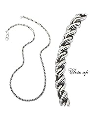 Enchanta Collection Oxidized Sterling Silver 2.5mm Rope Chain, 18 Inches