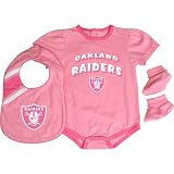 Reebok Oakland Raiders Infant Creeper, Bib & Bootie Set - Pink Infant 24 Months
