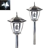 Solar Stainless Steel Hexagon Garden or Yard Lights-Quantity of 2